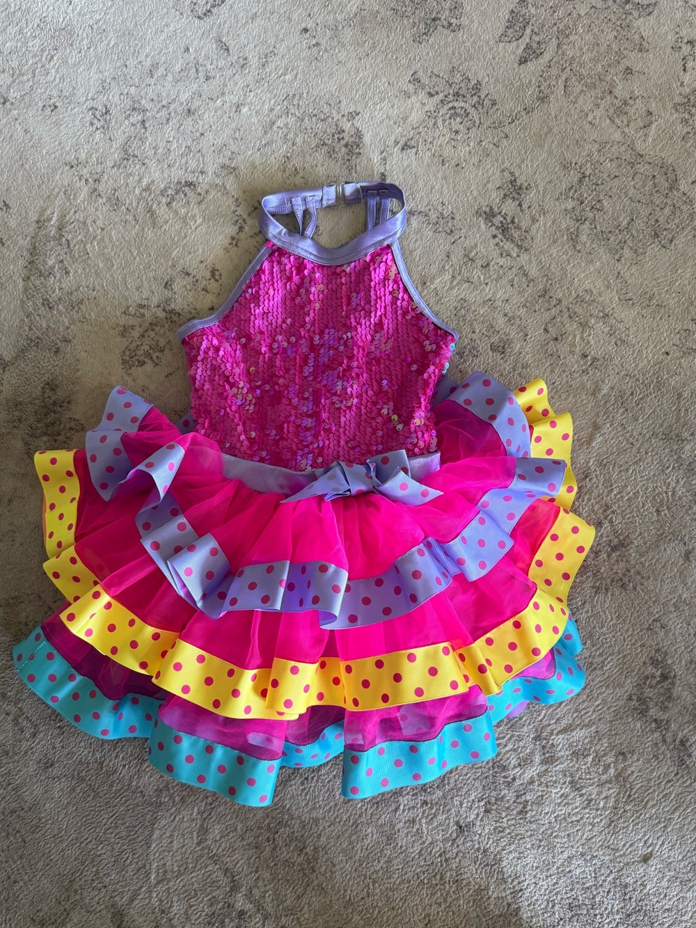 Weissman Hot Pink Sequin Halter Tutu Dress w/ Ruffles - Birthday Clown